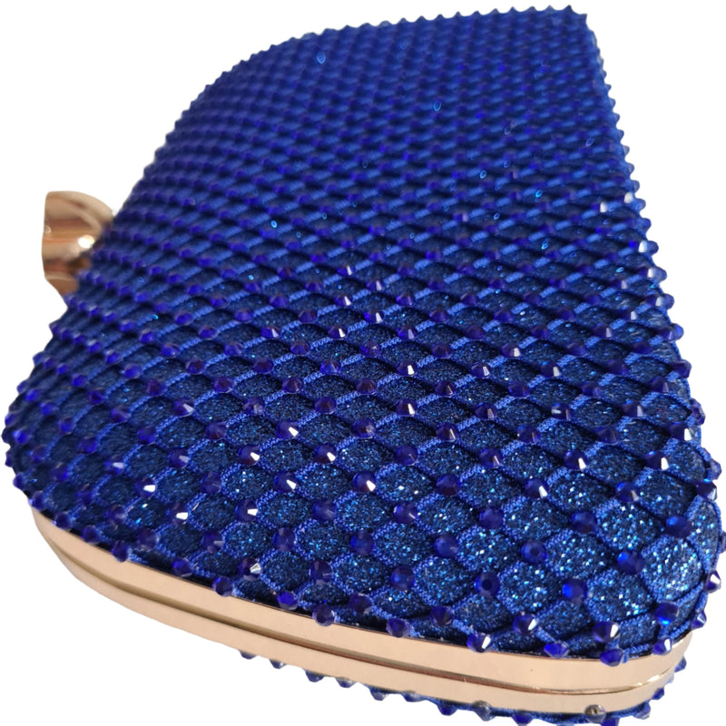 Borsetta Brillante Blu – Eleganza e Stile in Raso e Paillettes