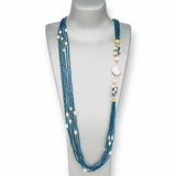 Collana Lunga con Pietre Blu Ottanio